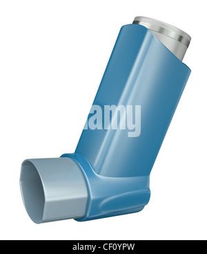 Blue medicine inhaler isolated on white background. 3D render. Stock Photo
