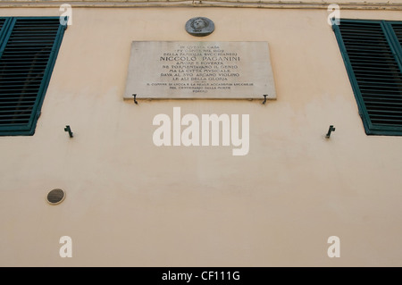 House of birth of Niccolo Paganini, plaque, Lucca, Tuscany, Italy Stock Photo