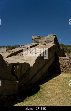 Stelae both standing and fallen at Axum or Aksum in Ethiopia Stock Photo