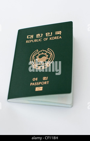 South Korean ePassport or biometric passport. Stock Photo