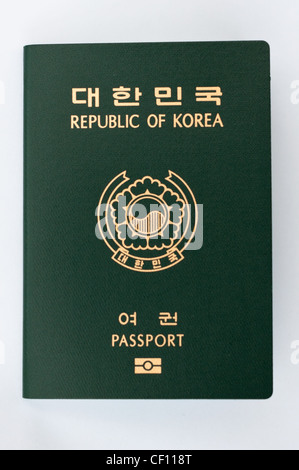 South Korean ePassport or biometric passport. Stock Photo