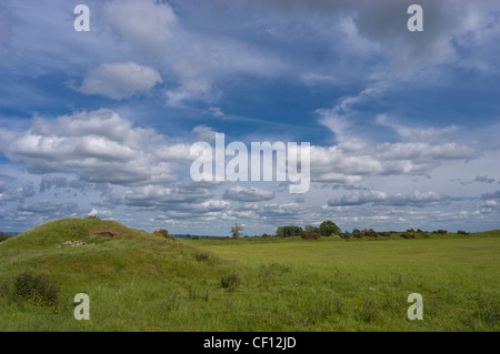 Thornborough henge, a burial grounds and settlements thought to have been part of the Neolithic and Bronze Age of England Stock Photo