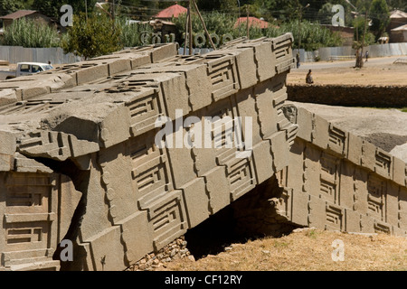 Stelae both standing and fallen at Axum or Aksum in Ethiopia Stock Photo