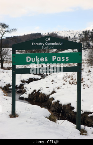 Forestry Commission Scotland sign at Dukes Pass near Aberfoyle in Perthshire Stock Photo