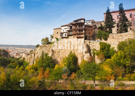 Las Casas Colgadas, or The Hanging Houses, which now house the Museum of Spanish Abstract Art. Cuenca, Spain Stock Photo