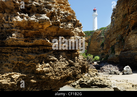Split Point Lighthouse and Sandy Gully Beach, Airey's Inlet, Great Ocean Road, Australia Stock Photo