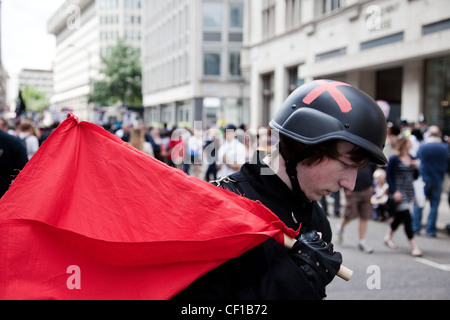 LONDON, UK, 30/06/2011. A teenager participates in an organized march against the Conservative governments public service cuts. Stock Photo