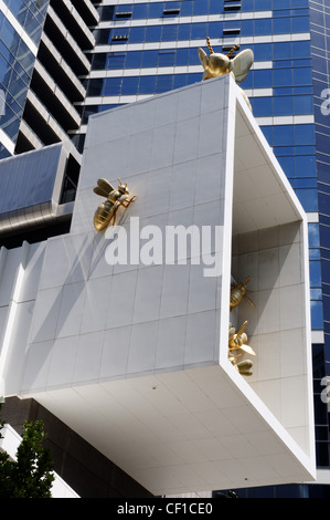 The Queen Bee Colony artwork on the Eureka Tower, Melbourne Southbank, Australia Stock Photo