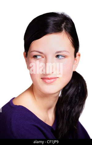 Portrait of a beautiful teenage girl isolated on white. Stock Photo