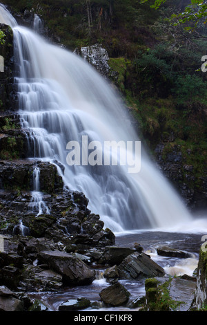 Pistyll Cain (Cain's waterspout) in the Coed y Brenin Forest. Stock Photo