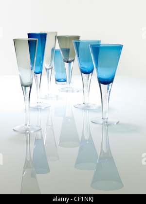 A still life shot of several wine glasses on a white background Stock Photo