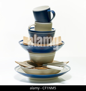 A still life shot of a stack of crockery Stock Photo