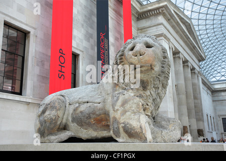 A marble lion from Knidos in the Queen Elizabeth II Great Court, the central quadrangle of the British Museum