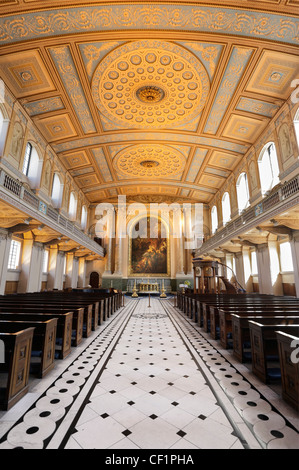 The interior of the Chapel of St Peter and St Paul at the Old Royal Naval College in Greenwich. The original chapel was destroye Stock Photo