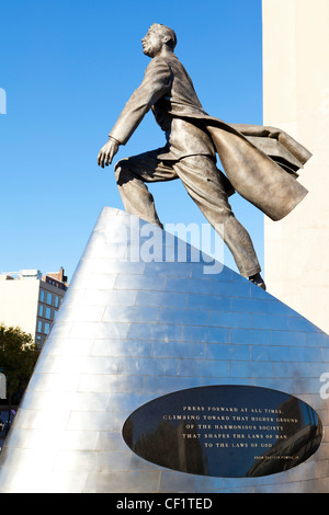 Adam Clayton Powell Jr statue on Malcolm X Blvd, Harlem, New York, United States of America Stock Photo