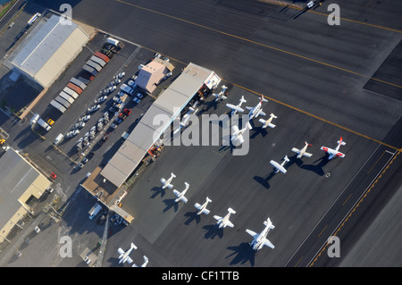 Private jets  on tarmac at Honolulu Airport (aerial view), Oahu Island, Hawaii Islands, Usa Stock Photo