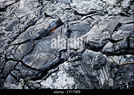 Cooled pahoehoe lava flow, Kilauea Volcano, Big Island, Hawaii Islands, Usa Stock Photo