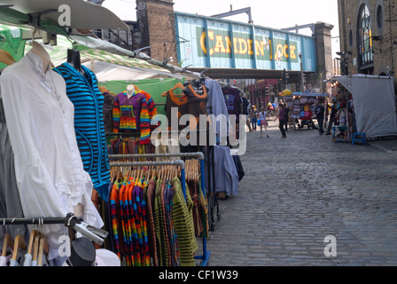 Clothes stalls in Camden market. Stock Photo