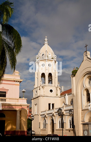 Bell tower of the Iglesia de San Francisco Church in the Old City, Casco Viejo, Panama City, Panama, Central America Stock Photo