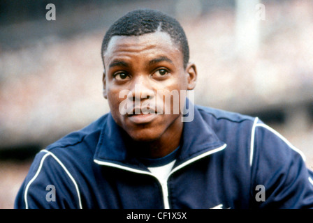 Carl Lewis - *01.07.1961: American athlete, Olympic champion, sprinter and long-jumper. Portrait at the Istaf in Berlin 1982. Stock Photo
