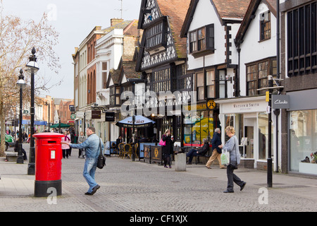 Cafes and Shops on Fore Street in Taunton, Somerset Stock Photo