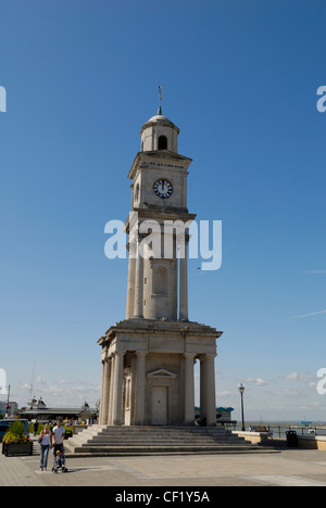 The clock tower on Herne Bay seafront. It is the first ever freestanding purpose-built clock tower built in 1837. Stock Photo