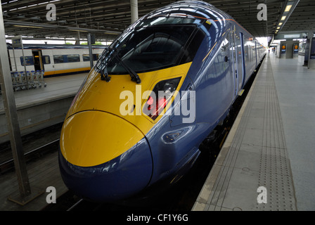 One of the new high speed 'javelin' trains at St. Pancras station. These trains will run from London St. Pancras to Kent destina Stock Photo