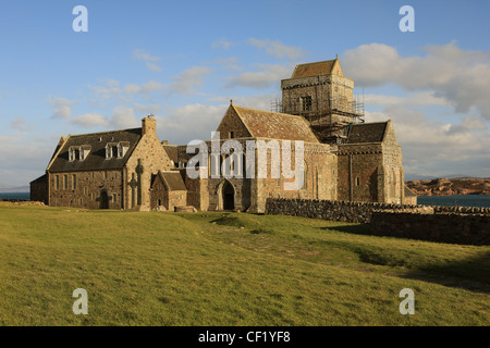 Iona Abbey on the Isle of Iona in the Inner Hebrides of Scotland Stock Photo