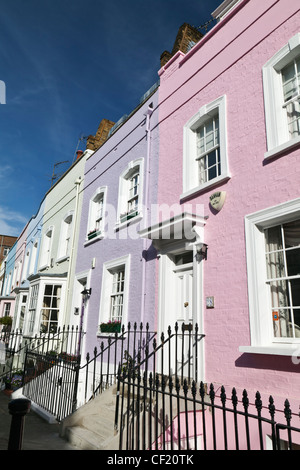 Pastel coloured terraced houses, Bywater Street, Chelsea, London ...