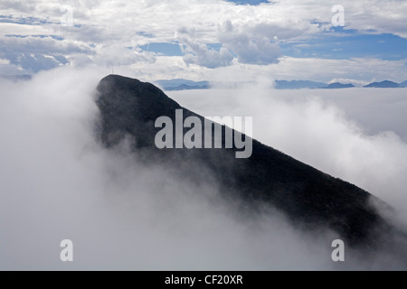 El Pico Norte or the North Peak of Cerro de la Silla, close to Monterrey, Mexico. Stock Photo