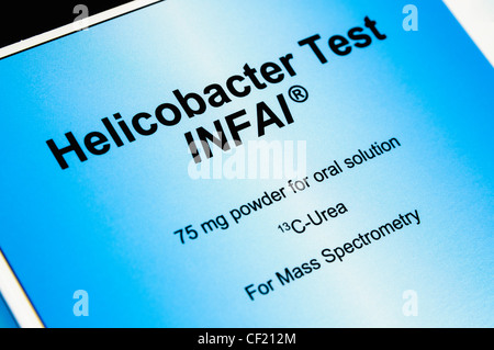 Helicobacter pylori INFAI diagnostic test kit, which measures carbon-13 emissions exhaled in breath Stock Photo