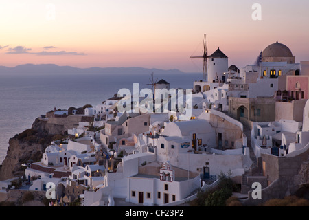 A view over the village of Oia at sunset Stock Photo