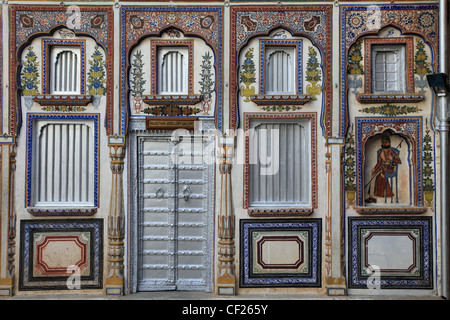 India, Rajasthan, Shekhawati, Nawalgarh, Poddar Haveli, courtyard, Stock Photo