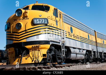 Rio Grand diesel locomotive, Colorado Railroad Museum, Golden, Colorado Stock Photo