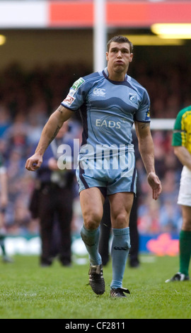 Cardiff Blues rugby player Tom James. Stock Photo