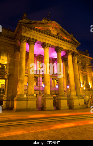 The Grade I listed Theatre Royal photographed at night. Opened in February 1837, the Theatre Royal dominates the heart of Newcas Stock Photo