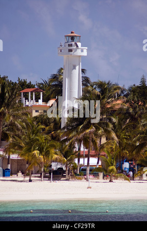 Lighthouse on Isla Mujeres (Island of Women) Quintana Roo Mexico Stock Photo