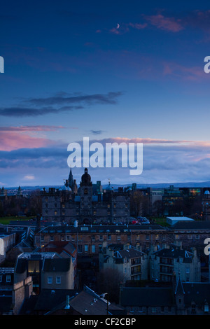 Looking towards the George Heriot's School on Lauriston Place in the Old Town, from the Castle Esplanade. Stock Photo