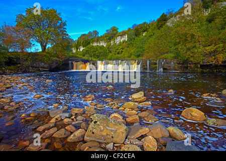 Autumnal view of Wain Wath Force, a waterfall on the River Swale in the Yorkshire Dales National Park. Stock Photo