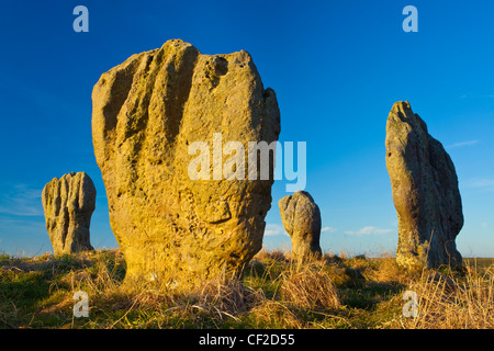 The pre-historic stone circle known as the Duddo Five Stones (and four stones) located in Northern Northumberland. Stock Photo