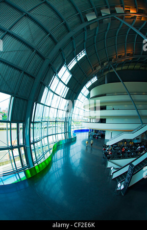 Cafe and reception area outside Hall One in The Sage Gateshead, an international home for music and musical discovery in a landm Stock Photo