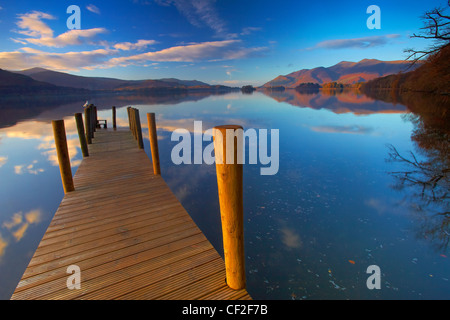 Autumnal view over Derwentwater from Ashness Jetty in the Lake District National Park. Stock Photo