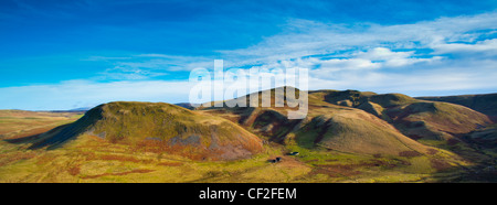 Panoramic view of Lamb Hill in the Cheviot Hills, part of the Northumberland National Park. Stock Photo