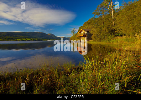 The Duke of Portland Boathouse at the top of Lake Ullswater. Stock Photo