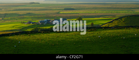 Farmhouse and surrounding Northumberland countryside alongside Hadrian's Wall. Stock Photo