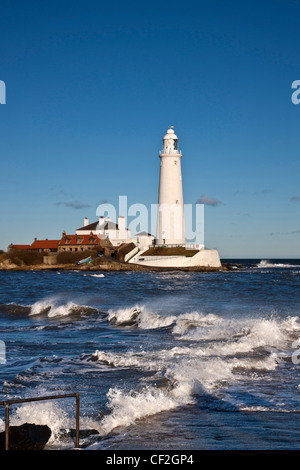 St Mary's Lighthouse, Whitley Bay, Northumberland Coast Stock Photo