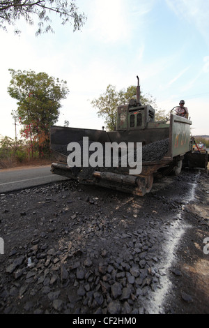 Asphalt paving machine  Andhra Pradesh South India Stock Photo