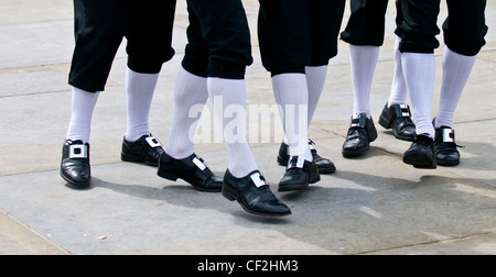 The legs of Monk Seaton Morris Men dancing at the Westminster Day of Dance in Trafalgar Square. Stock Photo