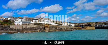 A panoramic view of Porthleven Harbour. Stock Photo