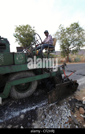 Asphalt paving machine  Andhra Pradesh South India Stock Photo